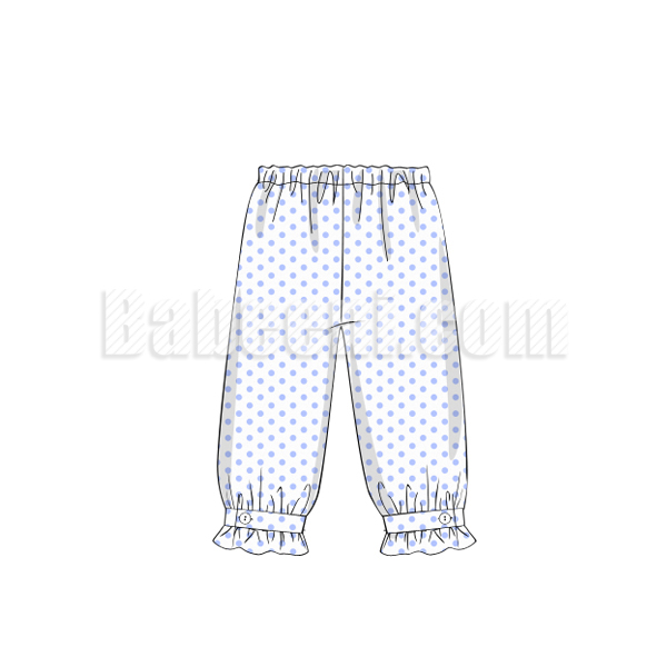 White with blue dot plain long pants for girls - BT 44